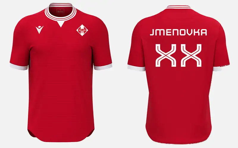 Dres s logem, vlastním číslem a jmenovkou
